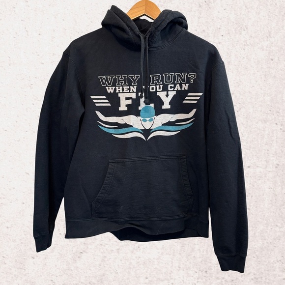 Black Hooded Sweatshirt with Graphic Design - Picture 1 of 2